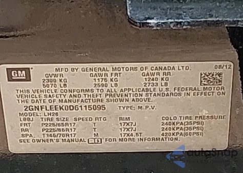 2013 Chevrolet Equinox 1Lt from USA, damaged, VIN 2GNFLEEK0D6115095